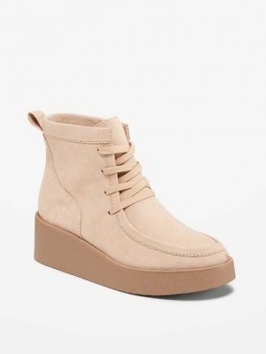 Old Navy Faux Suede Wedge Boot Grey Brown | FVE285017