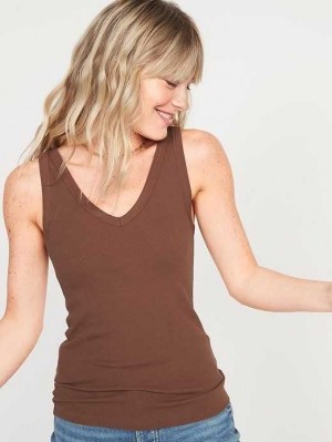 Old Navy First-Layer Rib-Knit V-Neck Tank Top Date Palm | WGP710328