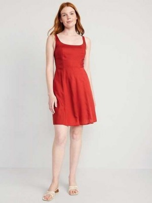 Old Navy Fit & Flare Cami Mini Dress Deep Red | NVO542386