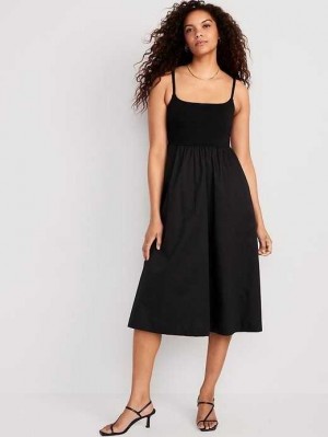 Old Navy Fit & Flare Combination Midi Cami Dress Black | WRS218657