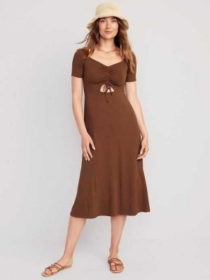 Old Navy Fit & Flare Cutout-Front Midi Dress Coco De Mer | ADW629034