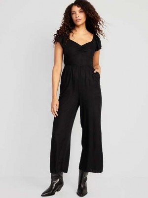 Old Navy Fit & Flare Flutter-Sleeve Jumpsuit Black | JYD421678