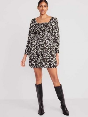 Old Navy Fit & Flare Long-Sleeve Mini Dress Black | IED514860