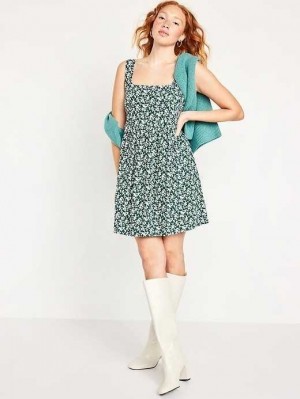 Old Navy Fit & Flare Mini Dress Green | HLD427950