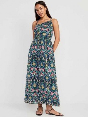 Old Navy Fit & Flare One-Shoulder Maxi Dress Blue | SPM706938