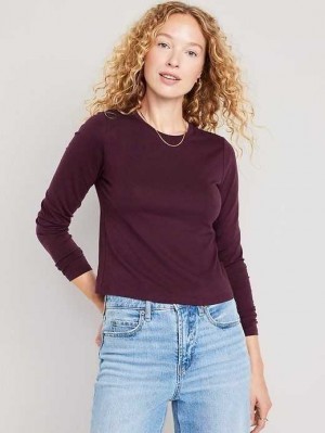 Old Navy Fitted Long-Sleeve Cropped T-Shirt Purple | RVF476915