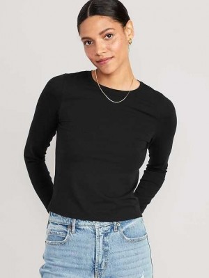 Old Navy Fitted Long-Sleeve Cropped T-Shirt Black | NDO314298