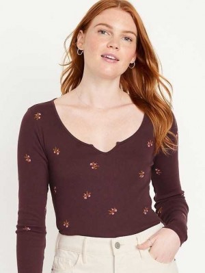 Old Navy Fitted Long-Sleeve Rib-Knit T-Shirt Red | OGV380426