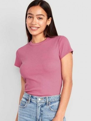 Old Navy Fitted Rib-Knit Cropped T-Shirt Rose Gold | GPT316298