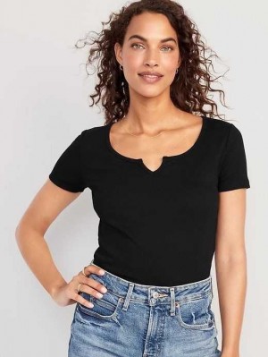 Old Navy Fitted Rib-Knit T-Shirt Black | FIZ504123