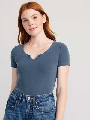 Old Navy Fitted Rib-Knit T-Shirt Blue | OXH134650