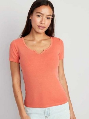 Old Navy Fitted Rib-Knit T-Shirt Coral | SWG536179