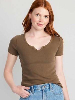 Old Navy Fitted Rib-Knit T-Shirt Espresso | UQW286347