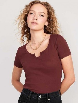 Old Navy Fitted Rib-Knit T-Shirt Red Burgundy | BIU278059