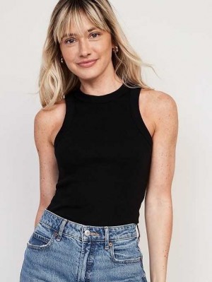 Old Navy Fitted Rib-Knit Tank Top Black | VFC782469