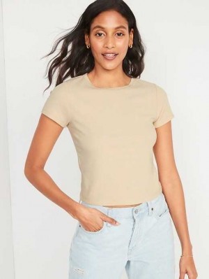 Old Navy Fitted Short-Sleeve Cropped Rib-Knit T-Shirt Oak Branch | RPV065193