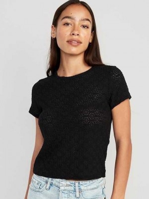 Old Navy Fitted Short-Sleeve Lace Top Black | UAN718493