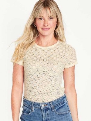 Old Navy Fitted Short-Sleeve Lace Top Cozy Cashmere | IPV074956