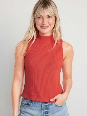 Old Navy Fitted Sleeveless Mock-Neck Top Auburn | JHR798362