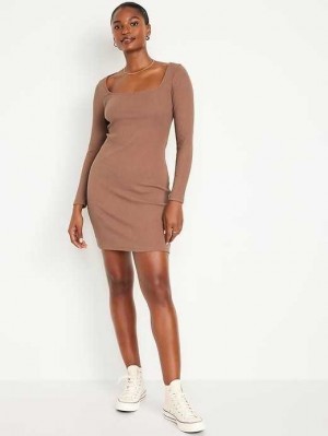 Old Navy Fitted Square-Neck Mini Dress Beige | QSO430587