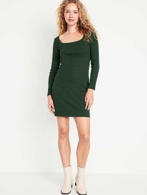 Old Navy Fitted Square-Neck Mini Dress Dark Bottle | EQU069428