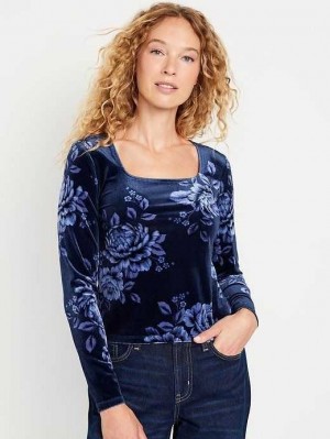 Old Navy Fitted Square-Neck Velvet Top Dark Star | MVQ132984