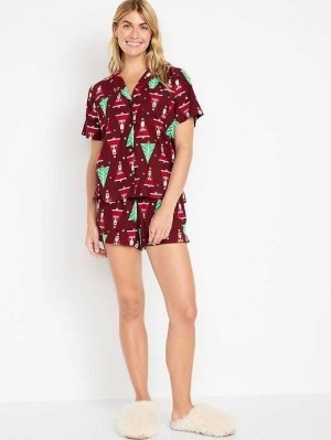 Old Navy Flannel Pajama Set Burgundy | YET024651