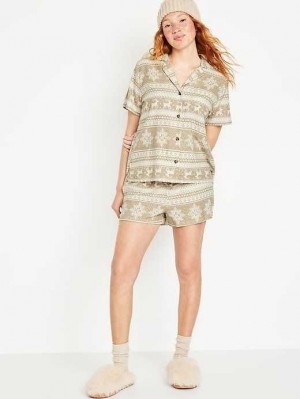 Old Navy Flannel Pajama Set Neutral Fair Isle | UFW672853