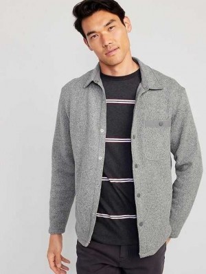 Old Navy Fleece-Knit Snap-Front Shacket Grey | DQN205467