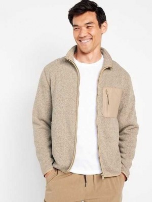 Old Navy Fleece-Knit Zip Jacket Brown | OIV194853