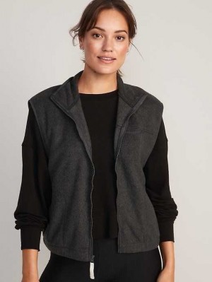 Old Navy Fleece Full-Zip Vest Dark Grey | MBH803719