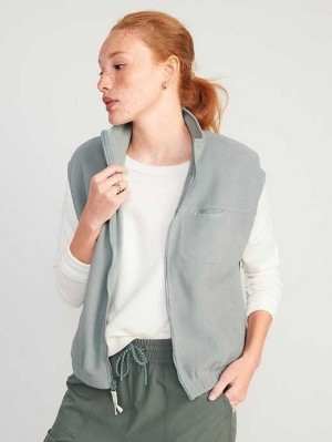 Old Navy Fleece Full-Zip Vest Silver Olive | EDU142570