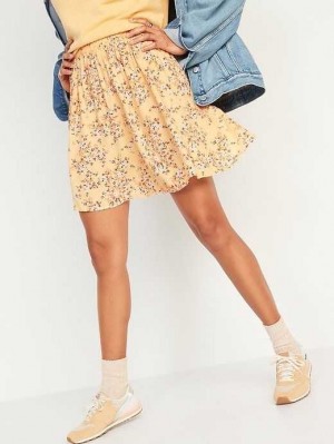 Old Navy Floral-Print A-Line Mini Skirt Yellow | GKY016249