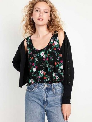 Old Navy Floral Crepe Cami Top Black | XJK875032