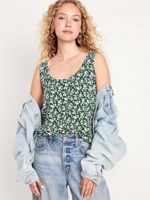 Old Navy Floral Crepe Cami Top Green | OFR586129