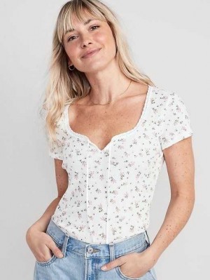 Old Navy Floral Pointelle-Knit T-Shirt White | TNZ098251