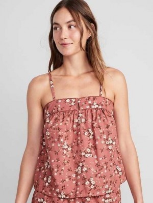 Old Navy Floral Smocked Pajama Cami Swing Top Red | DUW574306