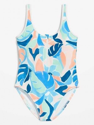 Old Navy Half-Zip One-Piece Swimsuit Floral Rush | ULO081937