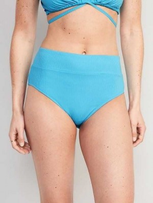 Old Navy High-Waisted Banded Rib-Knit Bikini Swim Bottoms Blue | MAV745681