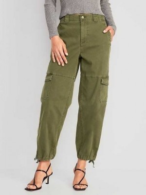 Old Navy High-Waisted Barrel-Leg Cargo Ankle Pants Conifer | INV659187