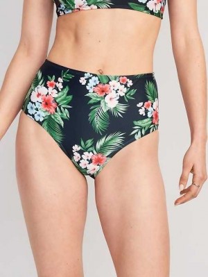 Old Navy High-Waisted Bikini Swim Bottoms Floral Midnight | PNV901365