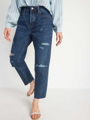 Old Navy High-Waisted Button-Fly Slouchy Straight Cropped Non-Stretch Jeans Remi | OCN857036