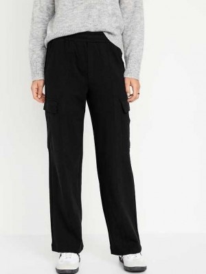 Old Navy High-Waisted Dynamic Fleece Cargo Trouser Pants Black | NBZ927415