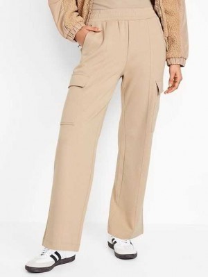 Old Navy High-Waisted Dynamic Fleece Cargo Trouser Pants Beige | DXF285617