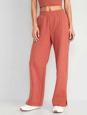 Old Navy High-Waisted Dynamic Fleece Wide-Leg Trouser Pants Apple Cinnamon | DPH981675