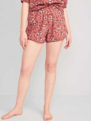 Old Navy High-Waisted Floral Pajama Shorts -- 3-inch inseam Red | CGF074658