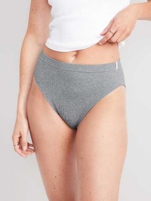 Old Navy High-Waisted French-Cut Seamless Rib-Knit Bikini Underwear Grey | VLZ074386