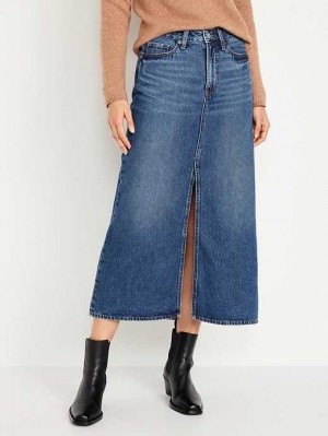 Old Navy High-Waisted Jean Midi Skirt Wash | OLG894621