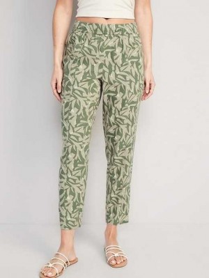 Old Navy High-Waisted Linen-Blend Cropped Taper Pants Green | KGD843671