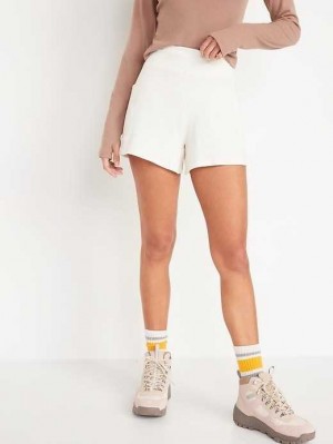 Old Navy High-Waisted Live-In Cozy-Knit Shorts Creme De La Creme | BEQ860413